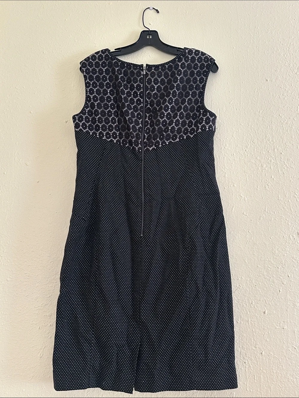 Sleeveless Black Polka Sheath Dress EUC